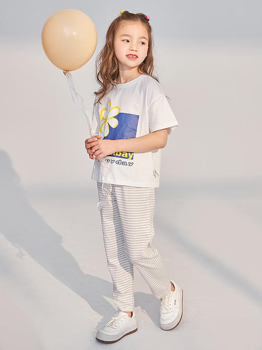 贝贝怡男女童春秋简约素色休闲百搭长裤三条装211K2198 商品图0