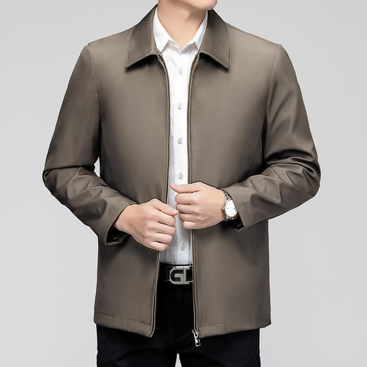 【Q】【新款DLC】大依优型大码男翻领夹克拉链外套男商务休闲加肥加大夹克上衣胖子显瘦 商品图0