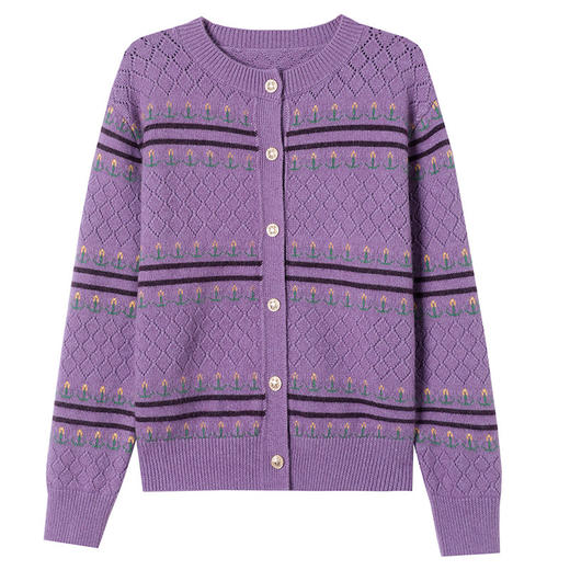 时尚提花针织开衫，女春秋外搭春装新款小个子毛衣外套CC-101-80286 商品图4