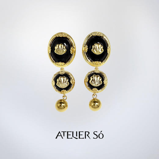 ATELIERSÓ x deepmoss 23AW 合作系列-椭圆吊坠耳环 商品图0