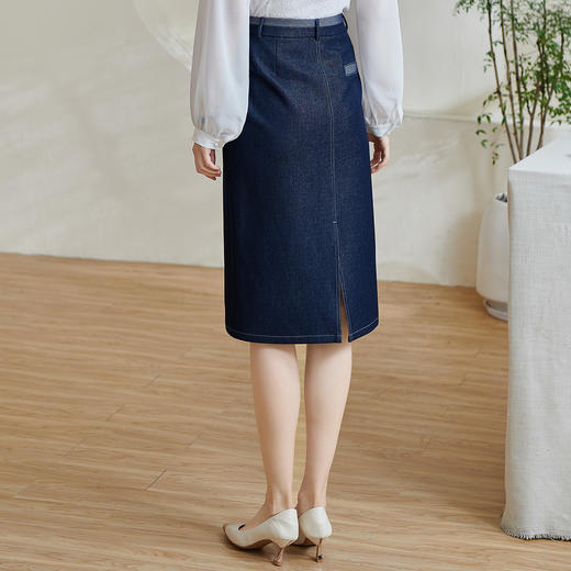 米思阳2026春季新款时尚复古仿牛仔半身裙高腰宽松弹力直筒裙0463 商品图3
