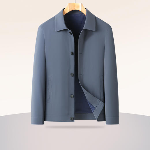 【新款DLC】大依优型大码翻领夹克外套纽扣男商务休闲加肥加大夹克上衣胖子显瘦 商品图0