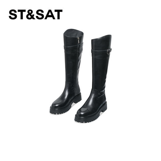 星期六简约扣带厚底骑士靴SS34117R09 商品图2