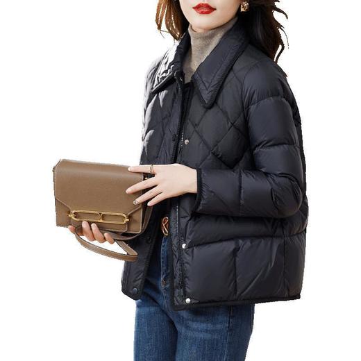 黑色羽绒服女短款2023冬季新款小个子气质时尚洋气轻薄白鸭绒外套 商品图4