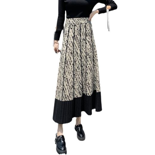 早春新款【针织半身裙 中长款裙子】a字裙 高腰百褶 毛线伞裙女 商品图4