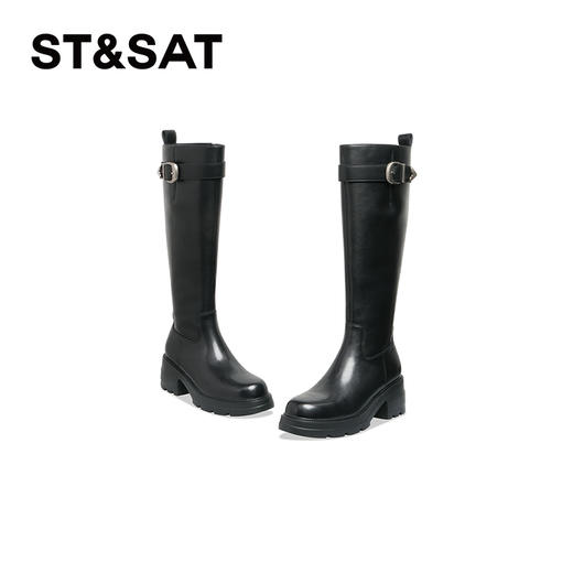 星期六经典扣带厚底增高骑士靴SS34117R76 商品图3