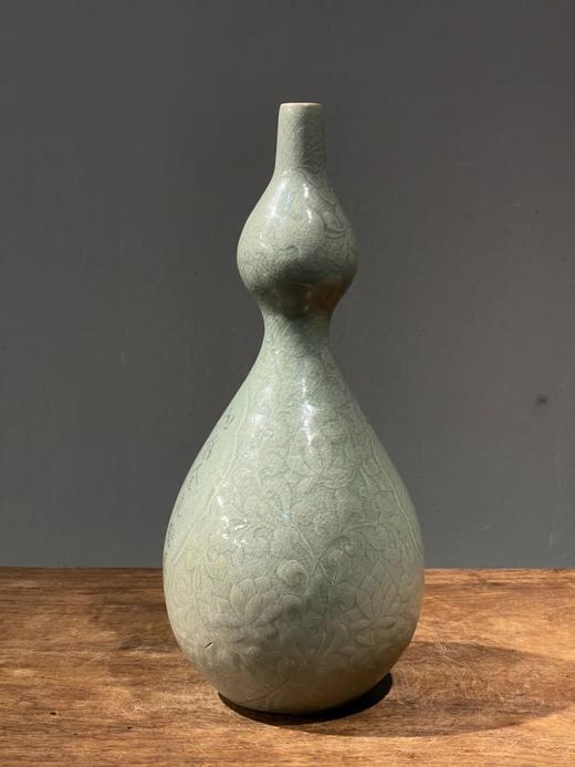 象嵌詩文刻花卉纹青瓷葫芦瓶，顺丰包邮 商品图11