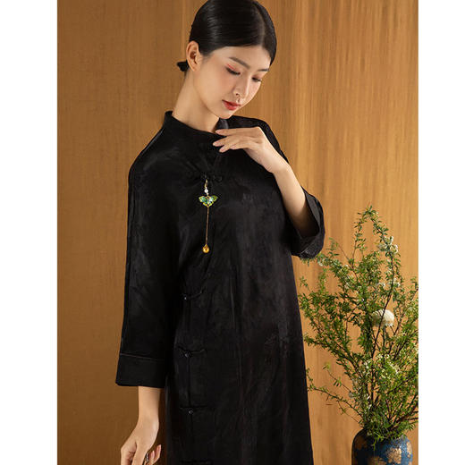 2024春季新款中式日常宽松醋酸天丝提花敬酒服旗袍J221179 商品图1