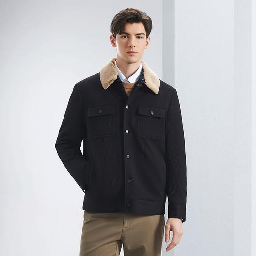 柒牌男装夹克男2024冬季新款时尚休闲仿羊羔绒翻领工装保暖厚外套	127K70030 商品图1