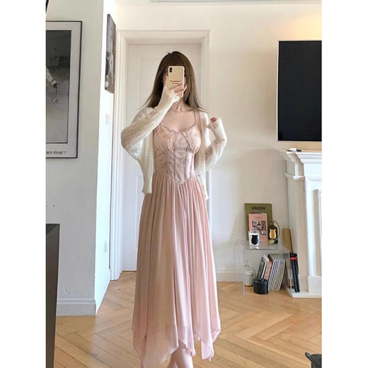 春夏款【法式甜美设计感 拼接吊带连衣裙女】收腰显瘦 纯欲风 仙女中长裙潮 商品图7