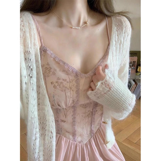 春夏款【法式甜美设计感 拼接吊带连衣裙女】收腰显瘦 纯欲风 仙女中长裙潮 商品图5