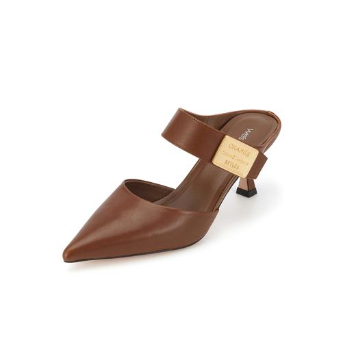 westory2024春季新款中跟尖头通勤小皮鞋后空鞋W24AH57291 商品图1