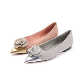 westory2024春季新款低平跟尖头蝴蝶结通勤小皮鞋W24AE57271