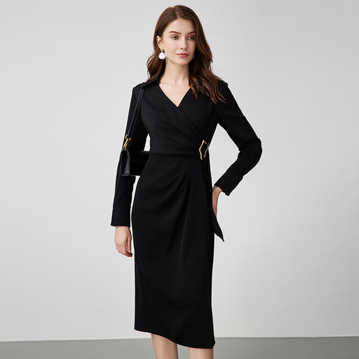 EITIE爱特爱春季新款黑色通勤连衣裙7307010 商品图2