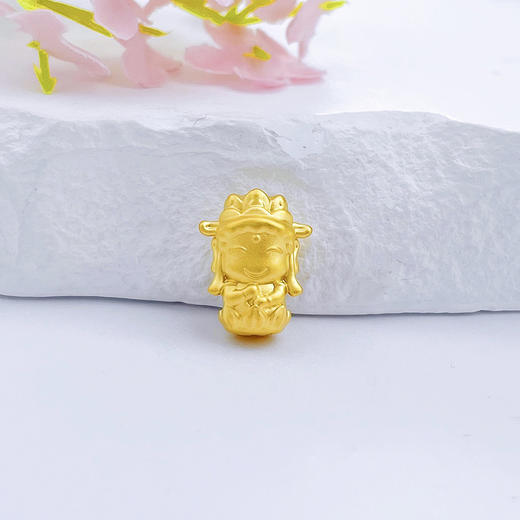 【限时7.5折】【定价黄金】足金 #守护神 #儿童/宝宝 #微硬金 无氰5D空心羊猴守护佛大日如来手串配件(CWW30010)（预售产品下单后不退款不退货不换货不补差价） 商品图0