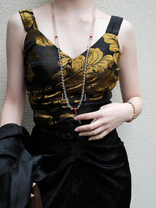 盛唐牡丹 |民国真丝老面料背心 商品图1