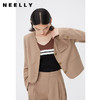 NEELLY纳俪商场同款春季卡其色西装外套女高腰短款气质V领小西服N24031C01138 商品缩略图2