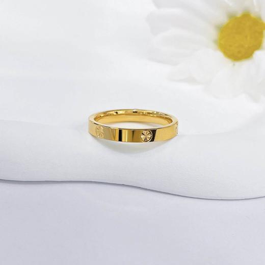 【限时克减150元元】足金999.9 【精品】实心固口戒指镜面金戒指车花螺丝纹圈戒米字纹圈戒（面宽约3-3.5mm）(AIJZ00075)（预售产品下单后不退款不退货不换货不补差价 商品图1