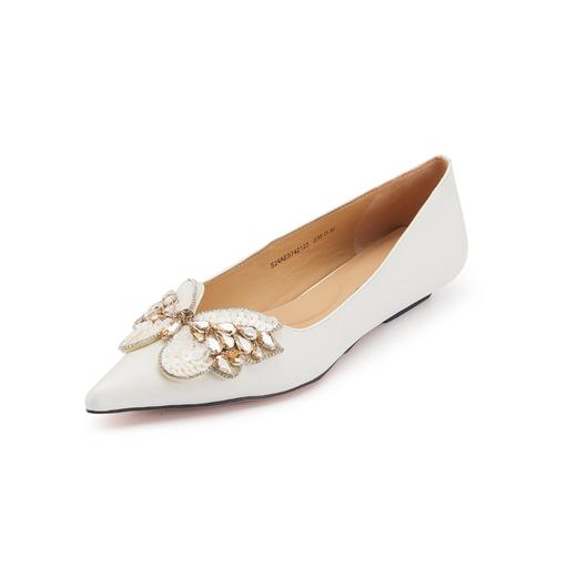 westory2024春季新款低平跟尖头蝴蝶结通勤小皮鞋S24AE57421 商品图2