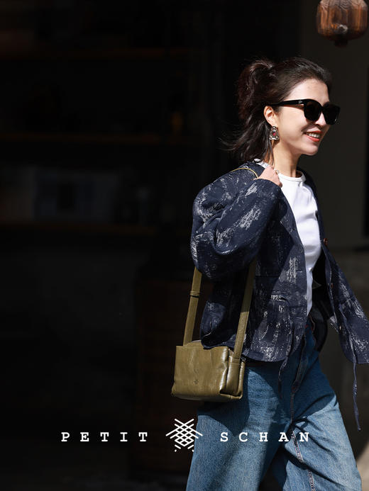 PETIT SCHAN小闪 CLO#430 brushwork 笔触 意大利进口棉麻色织提花可拆卸两穿风衣外套 商品图2