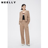NEELLY纳俪商场同款春季卡其色西装外套女高腰短款气质V领小西服N24031C01138 商品缩略图1