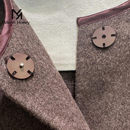 米加蜜 100%羊绒圆领斗篷披肩外套 商品图2