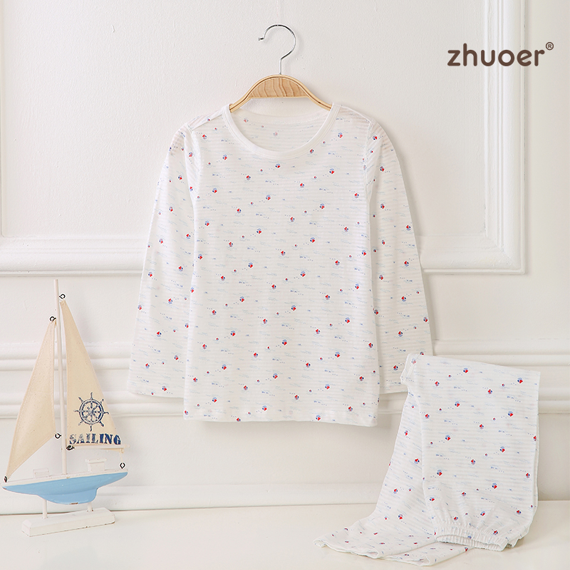 【春夏款套头套装】卓儿大童单面套头套装纯棉打底衫家居服睡衣适合5-12岁