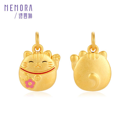 招财猫黄金挂坠5D硬金足金可爱桃花招财猫吊坠MEMORA诗普琳HPE15601（线上专供） 商品图6