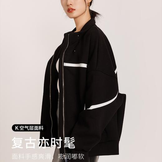 weyo女款空气层简约流线拼色阔版外套881053 商品图2