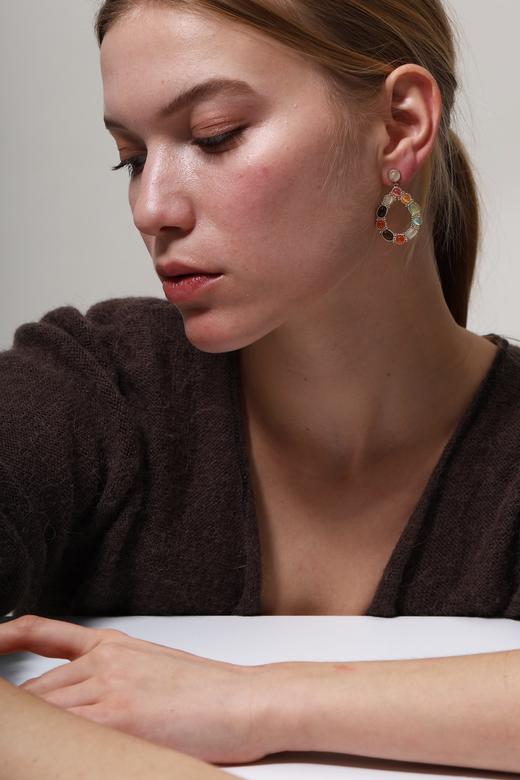 SOL DE VERANO 红墙系列天然猫眼石耳环 商品图1