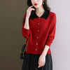 春装新款，娃娃领毛衣外套女短款春秋针织开衫洋气外搭翻领上衣CC-5-5877 商品缩略图0