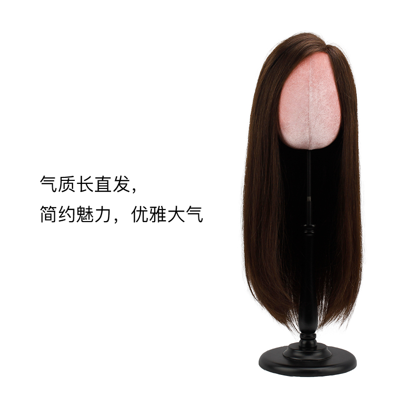 Rebecca瑞贝卡假发女斜刘海齐腰披肩长直发全真人发全手织时尚头套