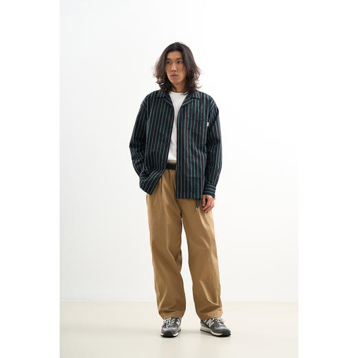 吃茶去chichaqu休闲全棉泡泡纱简约条纹衬衫 商品图1