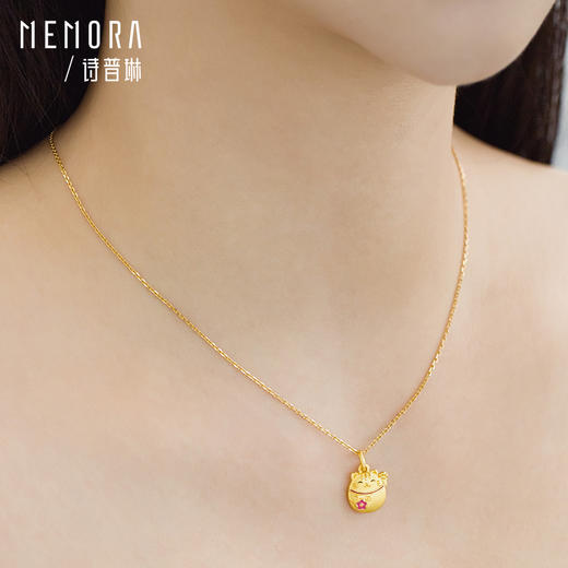 招财猫黄金挂坠5D硬金足金可爱桃花招财猫吊坠MEMORA诗普琳HPE15601（线上专供） 商品图3