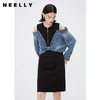 NEELLY纳俪商场同款设计感拼接牛仔连衣裙时尚洋气假两件露肩裙子N24031Y01144 商品缩略图0