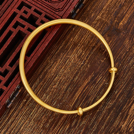 【限时克减150元】足金999.9  古法传承(实心)面宽约3.2-3.4mm古法光圈推拉手镯(GFSZW00012-02)（预售产品下单后不退款不退货不换货不补差价) 商品图2