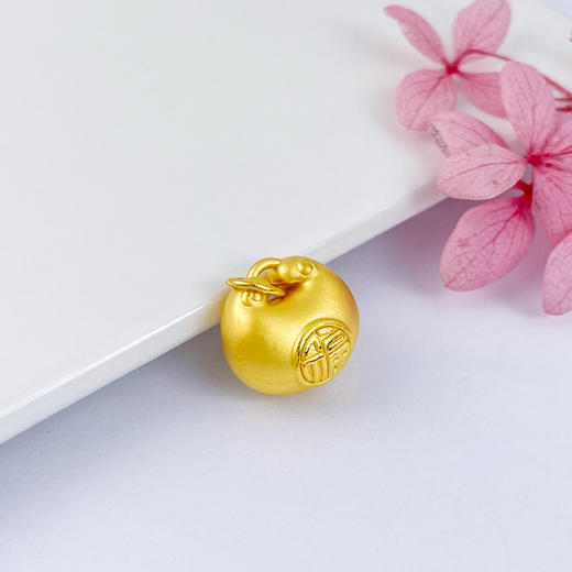 【定价黄金】足金 #小胖福 #儿童/宝宝 #小红书 3D硬金空心双面福字锁包手串福字锁包吊坠小胖福平安锁吊坠金坨(V3DSC00263-2)（预售产品下单后不退款不退货不换货不补差价） 商品图1