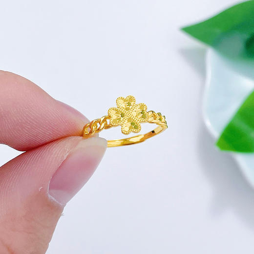【限时克减150元】足金999 5G黄金活口链条鱼鳞四叶草女戒(AG5GJZ00160)（预售产品下单后不退款不退货不换货不补差价）（预售产品下单后不退款不退货不换货不补差价） 商品图2