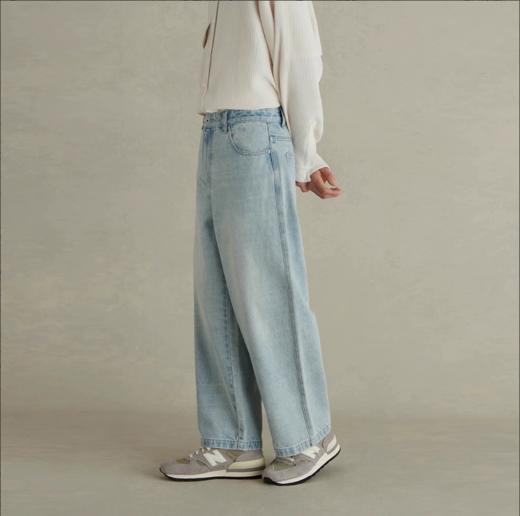 Evistub/E-3QCK11/水洗蓝复古宽松直筒牛仔长裤 商品图0