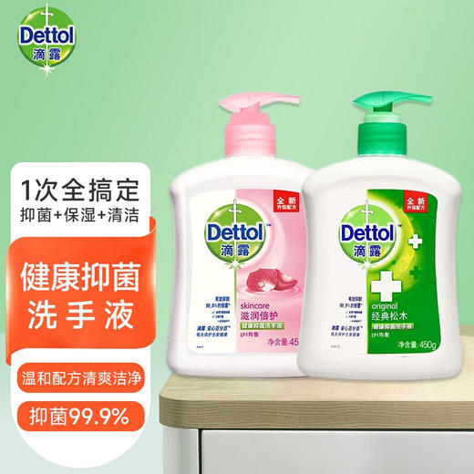 滴露滴露洗手液植物呵护450g+450g清香家用滋润清洁 经典松木450g+滋润倍护450g 商品图0