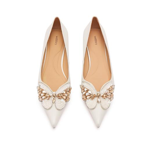 westory2024春季新款低平跟尖头蝴蝶结通勤小皮鞋S24AE57421 商品图3