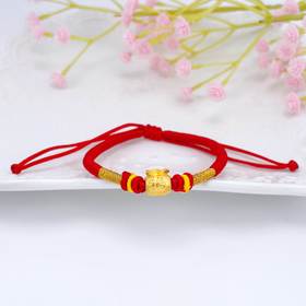 【限时7.5折】【定价黄金】足金 #福袋 #儿童/宝宝 3D硬金福袋红绳调节成品手串（宝宝、大人都适戴）(AA3DSC00391)（预售产品下单后不退款不退货不换货不补差价）