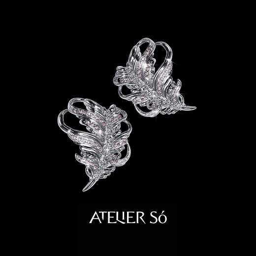 ATELIERSÓ 23AW KARAT 克拉系列-羽毛拼钻耳钉 商品图0