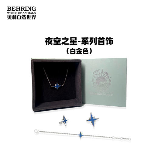 贝林自然世界星星白金色蓝玛瑙项链手链耳钉 商品图0