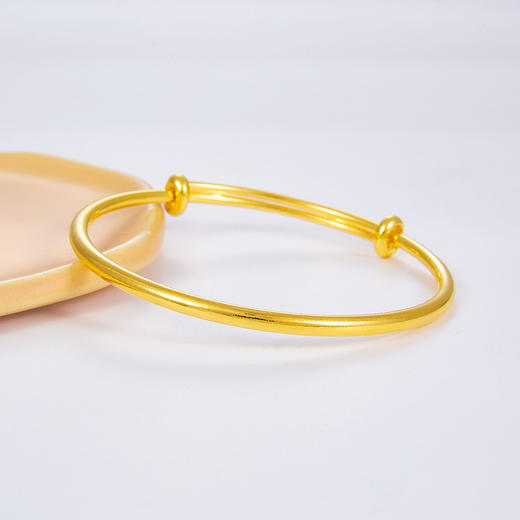 【限时克减150元元】足金999.9 实心大肚手镯(面宽约2.9-3.3mm)光面推拉手镯光圈推拉手镯素圈推拉手镯圆管推拉手镯(SZ00288-04)（预售产品下单后不退款不退货不换货不补差价） 商品图0