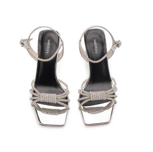 westory春季新款中跟方头露趾系带凉鞋W24BG61801 商品图1