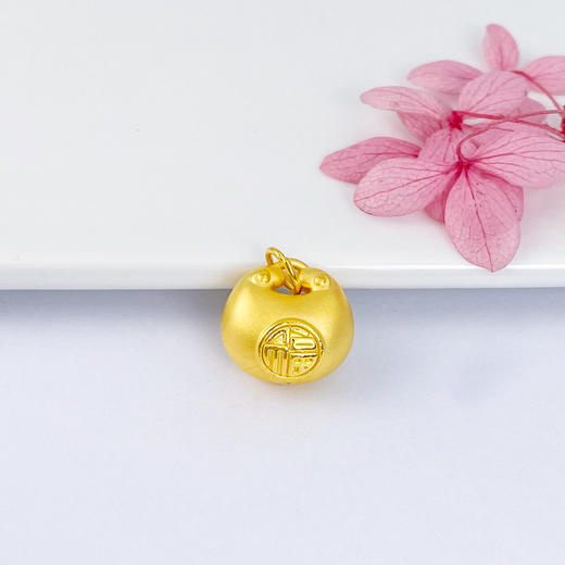 【定价黄金】足金 #小胖福 #儿童/宝宝 #小红书 3D硬金空心双面福字锁包手串福字锁包吊坠小胖福平安锁吊坠金坨(V3DSC00263-2)（预售产品下单后不退款不退货不换货不补差价） 商品图0