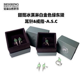 贝林自然世界甜筒冰淇淋白金色绿东陵耳针戒指项链手链