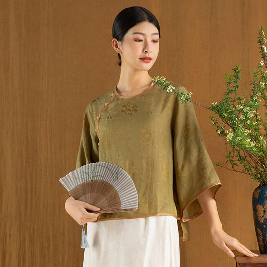 2024春夏新款天丝柔软舒适中式水袖宽松小衫T恤BC230611 商品图1