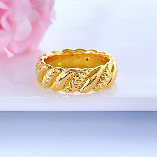 【限时克减150元】足金 无氰5D固口空心麻花女戒(RWW00462)（预售产品下单后不退款不退货不换货不补差价）（预售产品下单后不退款不退货不换货不补差价） 商品图0